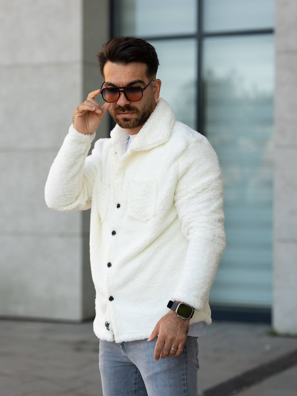 جاكيت صوفي-ابيض